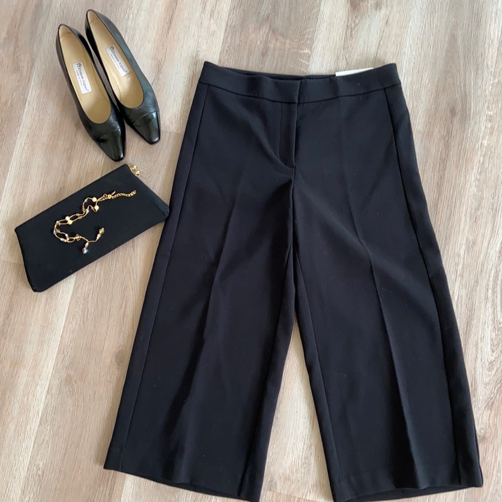 Ann Taylor Womens Black Wide Leg Crop Trouser Pant